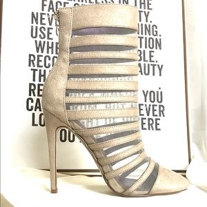 Luichiny Carried Away Ankle Mesh Stripe High Heel Boot Booties